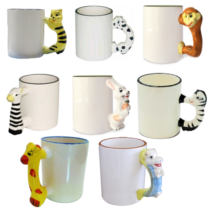 Tazze in ceramica con manico animali