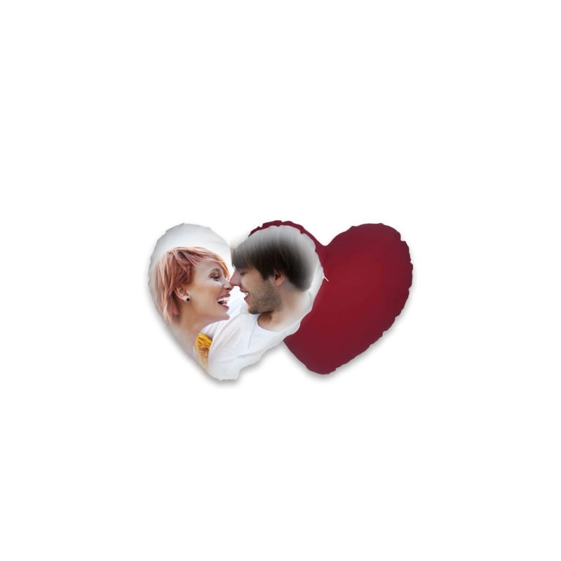 Cuscino a cuore rosso/bianco personalizzabile su un lato